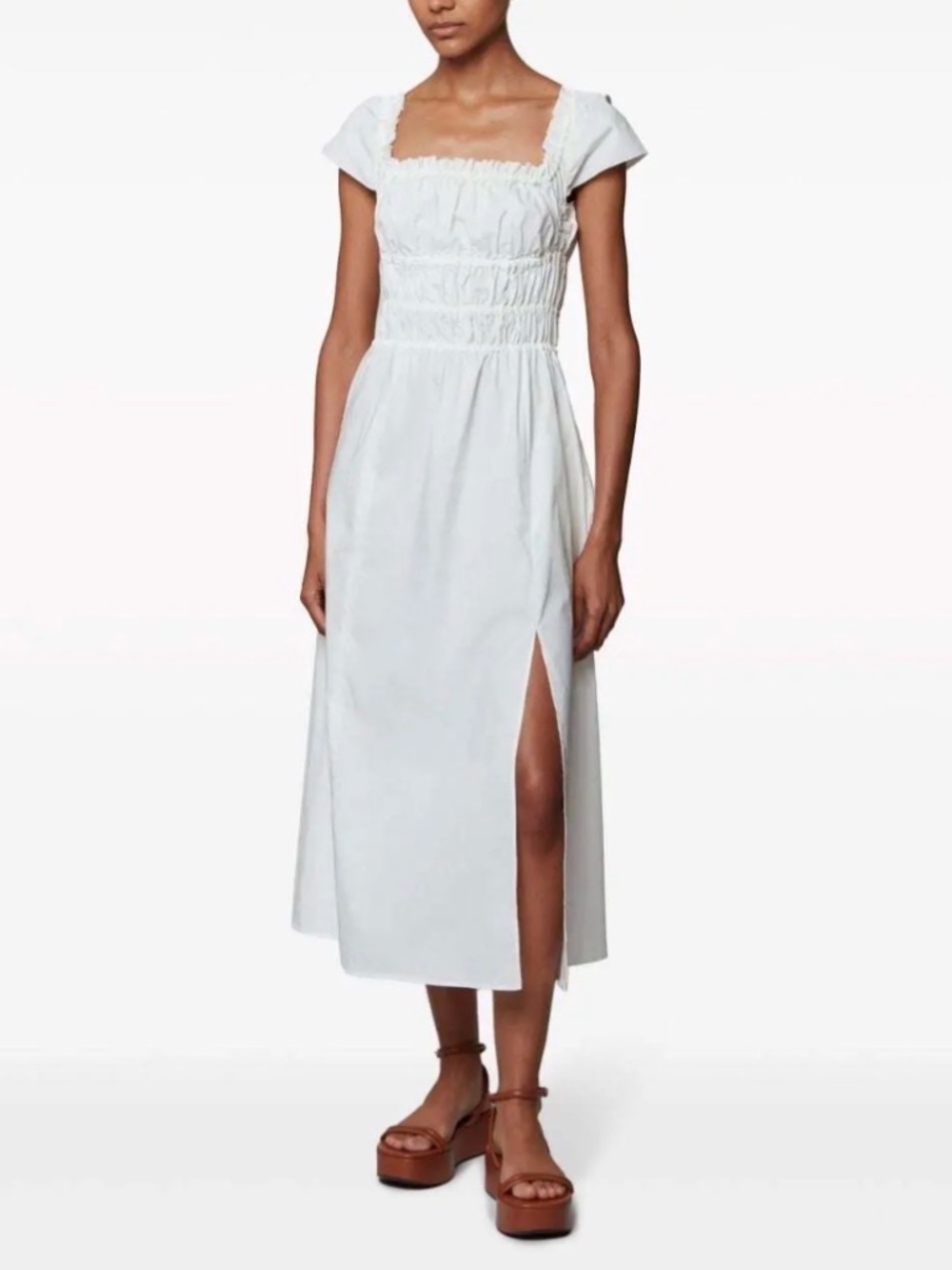 ALTUZARRA lily smocked midi dress in optic white Sz 8